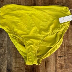 Anne Cole Vibrant neon Yellow CITRON high Waist rise Swim Bottom panty XL NWT